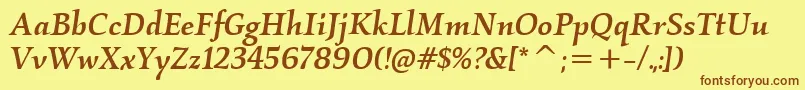KallosItcMediumItalic Font – Brown Fonts on Yellow Background