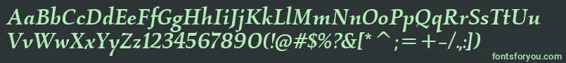 KallosItcMediumItalic Font – Green Fonts on Black Background