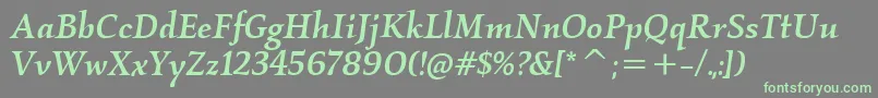 KallosItcMediumItalic Font – Green Fonts on Gray Background