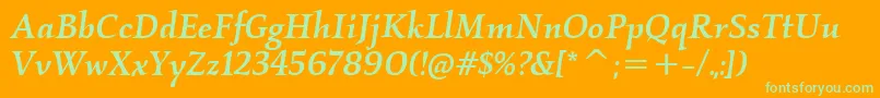 フォントKallosItcMediumItalic – オレンジの背景に緑のフォント