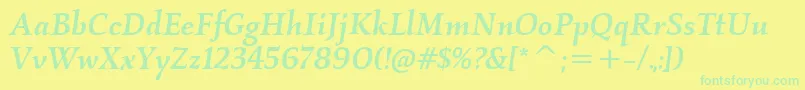 KallosItcMediumItalic Font – Green Fonts on Yellow Background