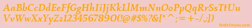 Fonte KallosItcMediumItalic – fontes laranjas em um fundo rosa