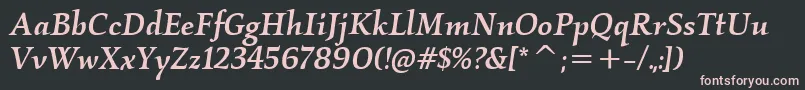 Шрифт KallosItcMediumItalic – розовые шрифты на чёрном фоне