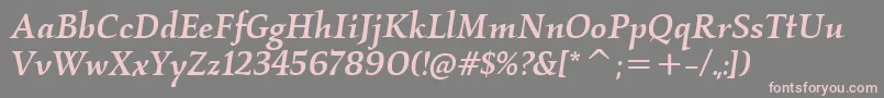 フォントKallosItcMediumItalic – 灰色の背景にピンクのフォント