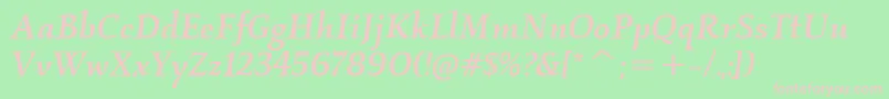 KallosItcMediumItalic-fontti – vaaleanpunaiset fontit vihreällä taustalla