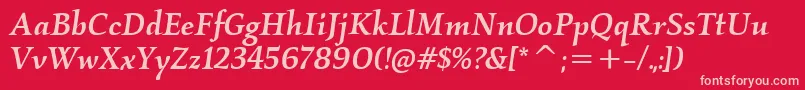 フォントKallosItcMediumItalic – 赤い背景にピンクのフォント