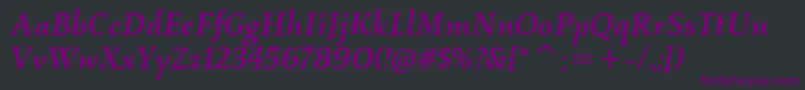 フォントKallosItcMediumItalic – 黒い背景に紫のフォント