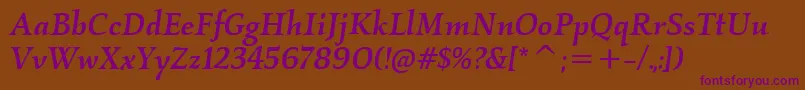 KallosItcMediumItalic Font – Purple Fonts on Brown Background