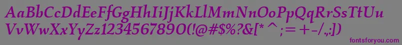 KallosItcMediumItalic-fontti – violetit fontit harmaalla taustalla