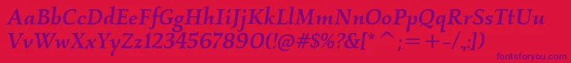 KallosItcMediumItalic Font – Purple Fonts on Red Background