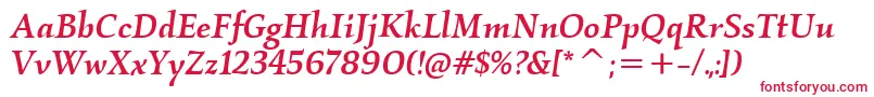 KallosItcMediumItalic Font – Red Fonts on White Background