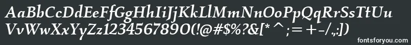 KallosItcMediumItalic-fontti – valkoiset fontit mustalla taustalla