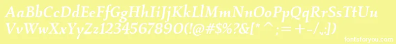 Шрифт KallosItcMediumItalic – белые шрифты на жёлтом фоне