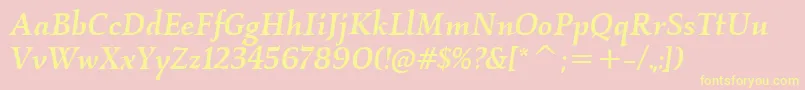 フォントKallosItcMediumItalic – 黄色のフォント、ピンクの背景
