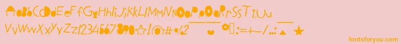 フォントBlackLetters – オレンジの文字がピンクの背景にあります。