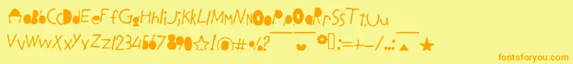 フォントBlackLetters – オレンジの文字が黄色の背景にあります。