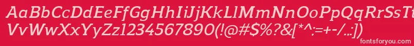ReganslabDemibolditalic Font – Pink Fonts on Red Background