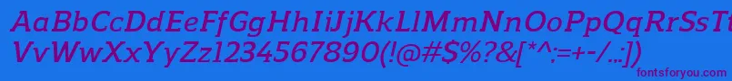 ReganslabDemibolditalic Font – Purple Fonts on Blue Background