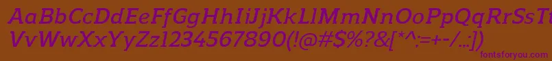 ReganslabDemibolditalic Font – Purple Fonts on Brown Background