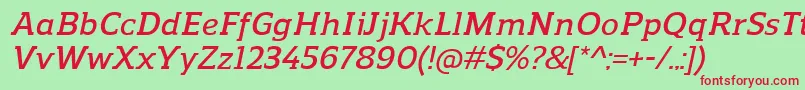 ReganslabDemibolditalic Font – Red Fonts on Green Background