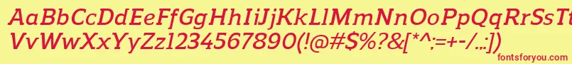 ReganslabDemibolditalic Font – Red Fonts on Yellow Background