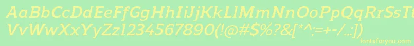 ReganslabDemibolditalic Font – Yellow Fonts on Green Background