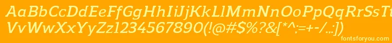 ReganslabDemibolditalic Font – Yellow Fonts on Orange Background