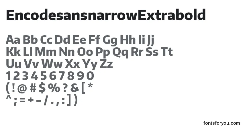 EncodesansnarrowExtrabold Font – alphabet, numbers, special characters