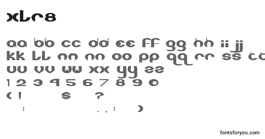 Schriftart Xlr8 – Alphabet, Zahlen, spezielle Symbole