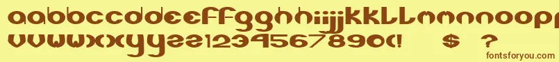 フォントXlr8 – 茶色の文字が黄色の背景にあります。