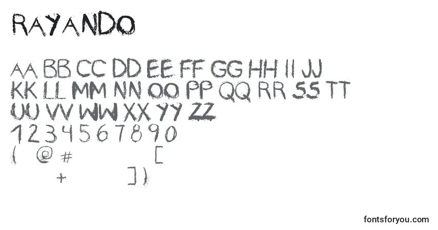 Rayando-fontti – aakkoset, numerot, erikoismerkit