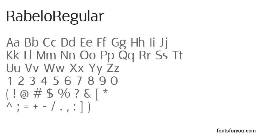 Police RabeloRegular (92014) - Alphabet, Chiffres, Caractères Spéciaux