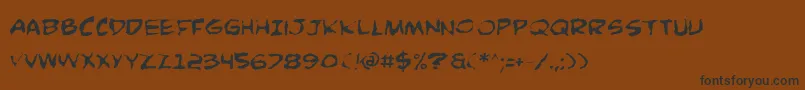 Czcionka ComicBookCommandoDistorted – czarne czcionki na brązowym tle