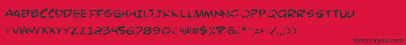 フォントComicBookCommandoDistorted – 赤い背景に黒い文字