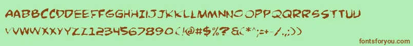 ComicBookCommandoDistorted-fontti – ruskeat fontit vihreällä taustalla