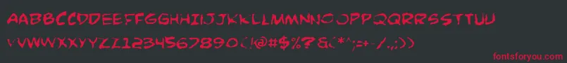フォントComicBookCommandoDistorted – 黒い背景に赤い文字