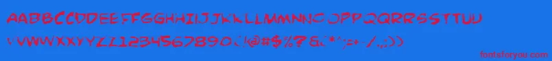 ComicBookCommandoDistorted Font – Red Fonts on Blue Background