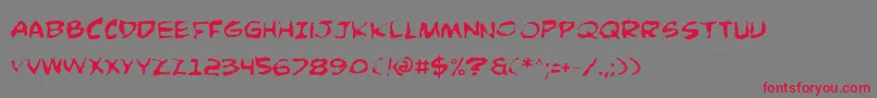 ComicBookCommandoDistorted-fontti – punaiset fontit harmaalla taustalla