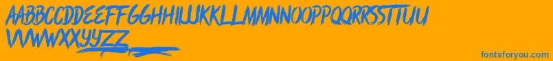 More about Rushbrush Font Rushbrush Font – Blue Fonts on Orange Background