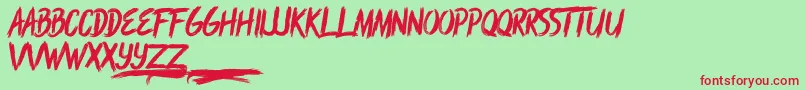 Rushbrush Font – Red Fonts on Green Background