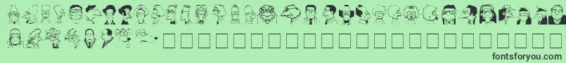 フォントSpringfieldMugshots – 緑の背景に黒い文字