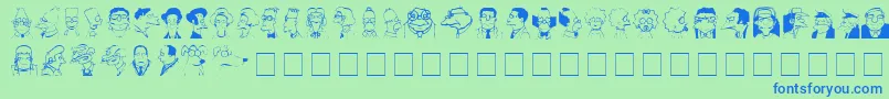Fonte SpringfieldMugshots – fontes azuis em um fundo verde