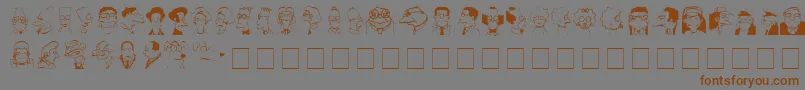 フォントSpringfieldMugshots – 茶色の文字が灰色の背景にあります。
