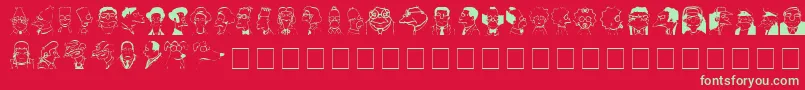 SpringfieldMugshots-Schriftart – Grüne Schriften auf rotem Hintergrund