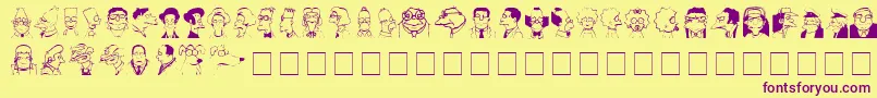 Шрифт SpringfieldMugshots – фиолетовые шрифты на жёлтом фоне