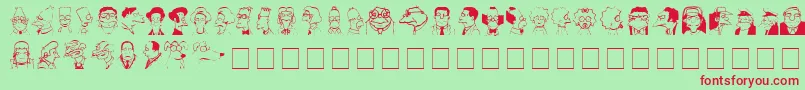 Fonte SpringfieldMugshots – fontes vermelhas em um fundo verde