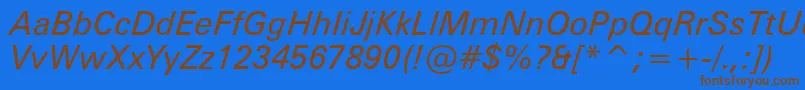 ZurichItalicBt Font – Brown Fonts on Blue Background