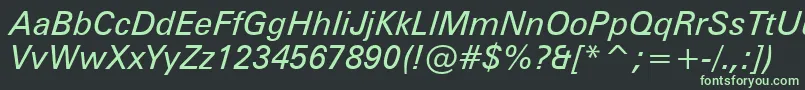 ZurichItalicBt-fontti – vihreät fontit mustalla taustalla