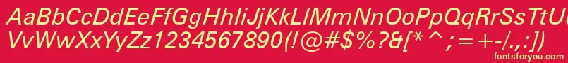 ZurichItalicBt Font – Yellow Fonts on Red Background