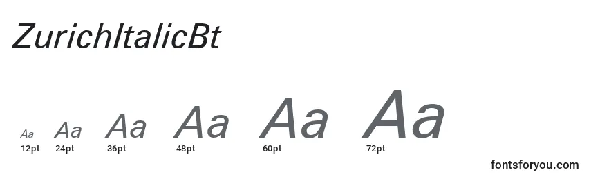 ZurichItalicBt Font Sizes
